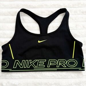 NIKE NIKE PRO Swoosh Dri-Fit Sports Bra Black and Neon Youth Girls Large
